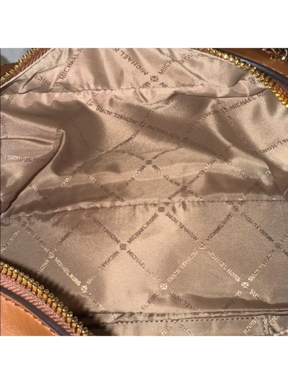 Michael Kors Bag Jet Set Signature Brown Leather Satchel Crossbody